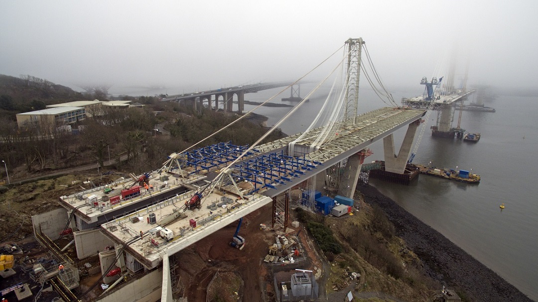 A view of the Queensferry Crossing under construction