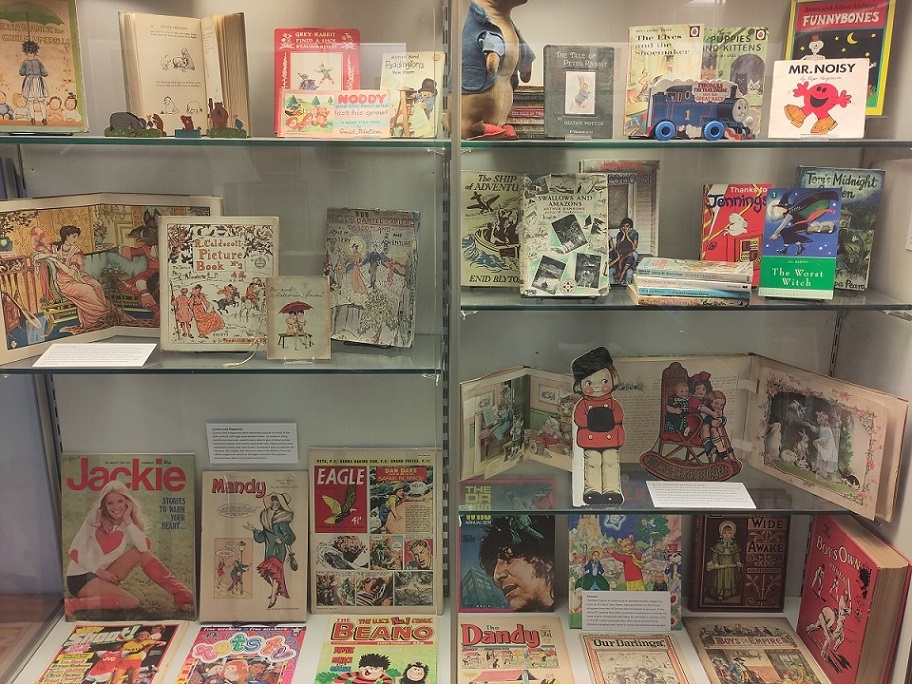 Books arranged on shelves at the Museum of Childhood