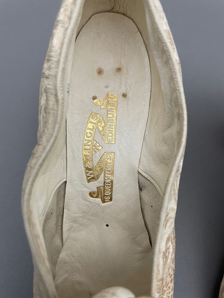 Close-up of label inside 1920s shoe