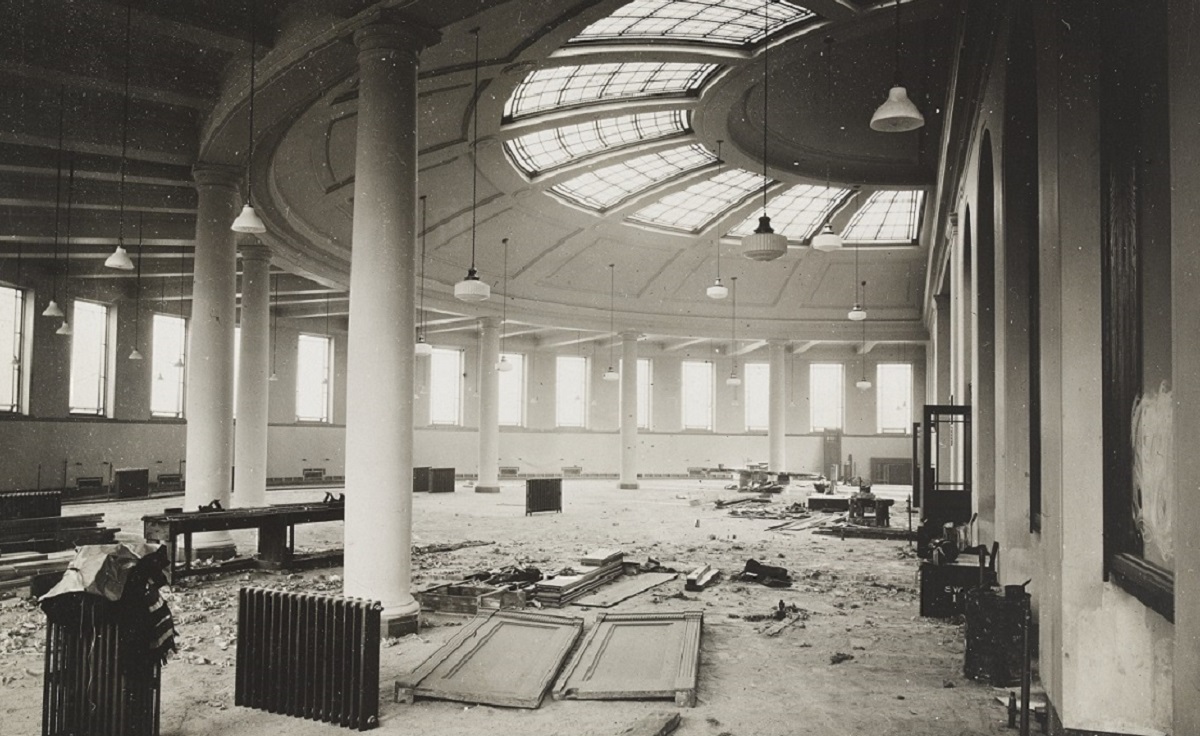 View of Leith Library with bomb debris strewn across floor