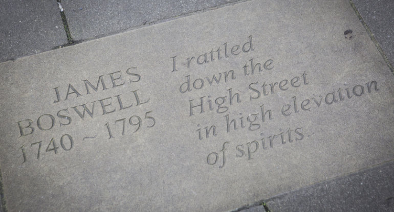 Stone at the Makars Courts, just outside Writers' Museum Edinburgh