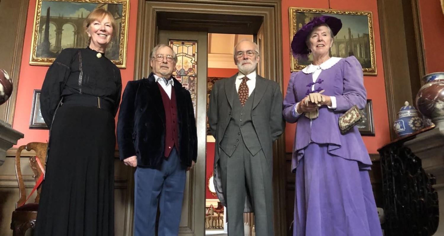 Edinburgh Living History performers in Edwardian garb inside Lauriston Castle