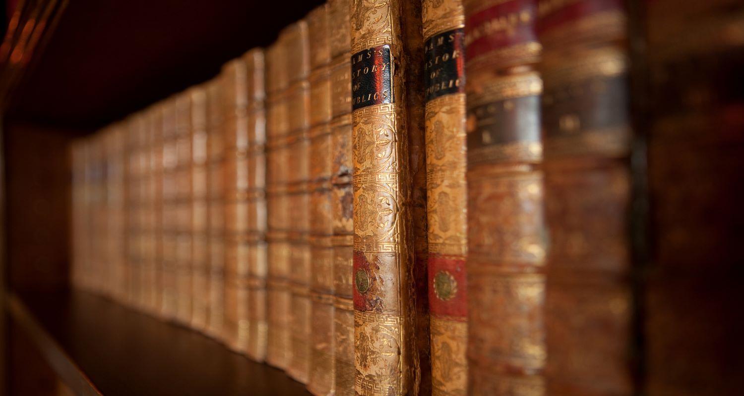 Row of books on a shelf