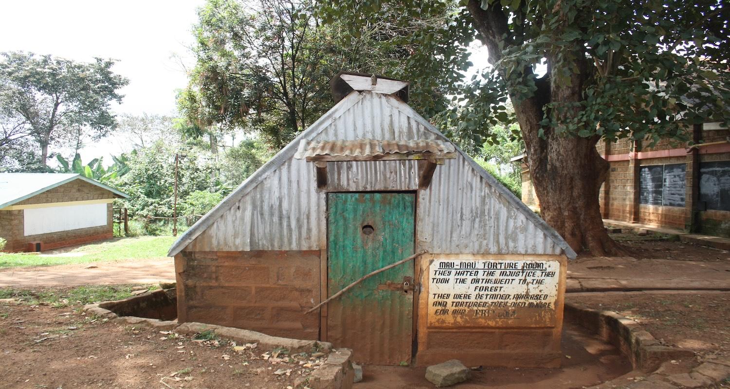 A brick and corrugated metal shed used as a Mau Mau torture room