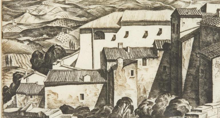 A Tuscan Hill Town, William Wilson, 1930, Engraving. © 2024 Royal Scottish Academy of Art & Architecture Collections (RSA)