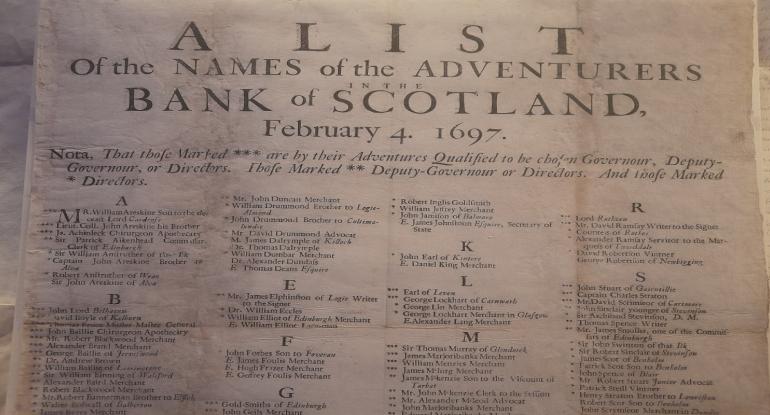 A list of the names of the adventurers, Bank of Scotland, February 4 1697