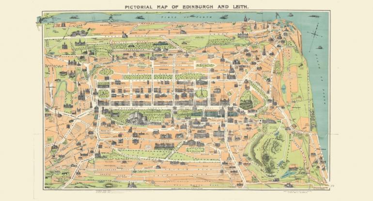 A 1934 pictorial map of Edinburgh and Leith