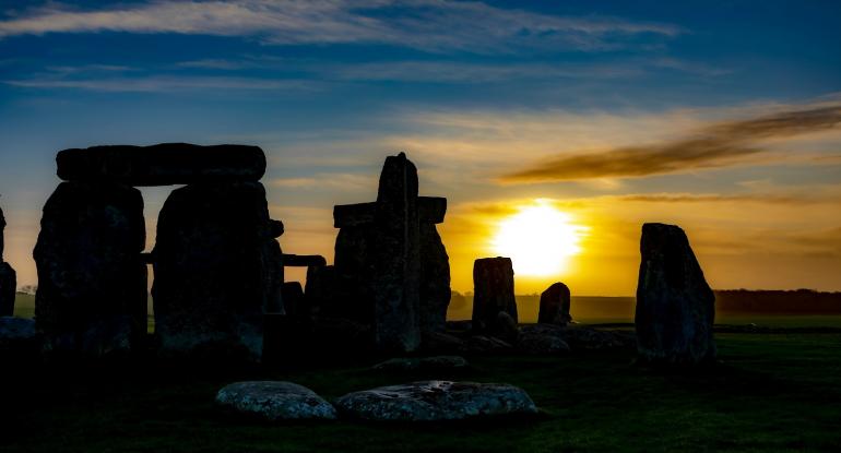 Standing stones at sunset