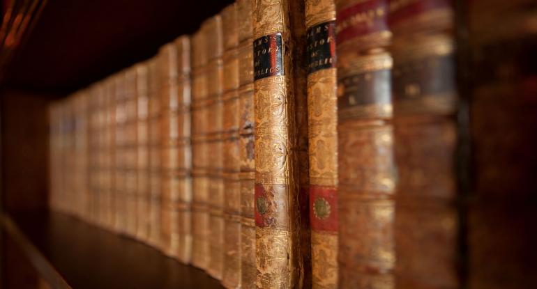 Row of books on a shelf